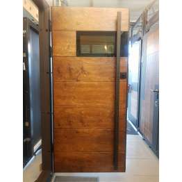 НАШІ РОБОТИ Вхідні двері металеві в будинок. З двох сторін  накладки из тонованої вологостійкої фанери